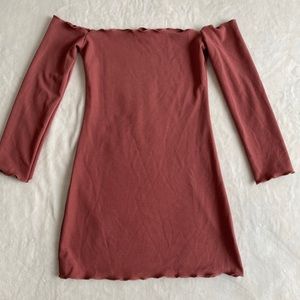 Dusty Rose Off the Shoulder Dress